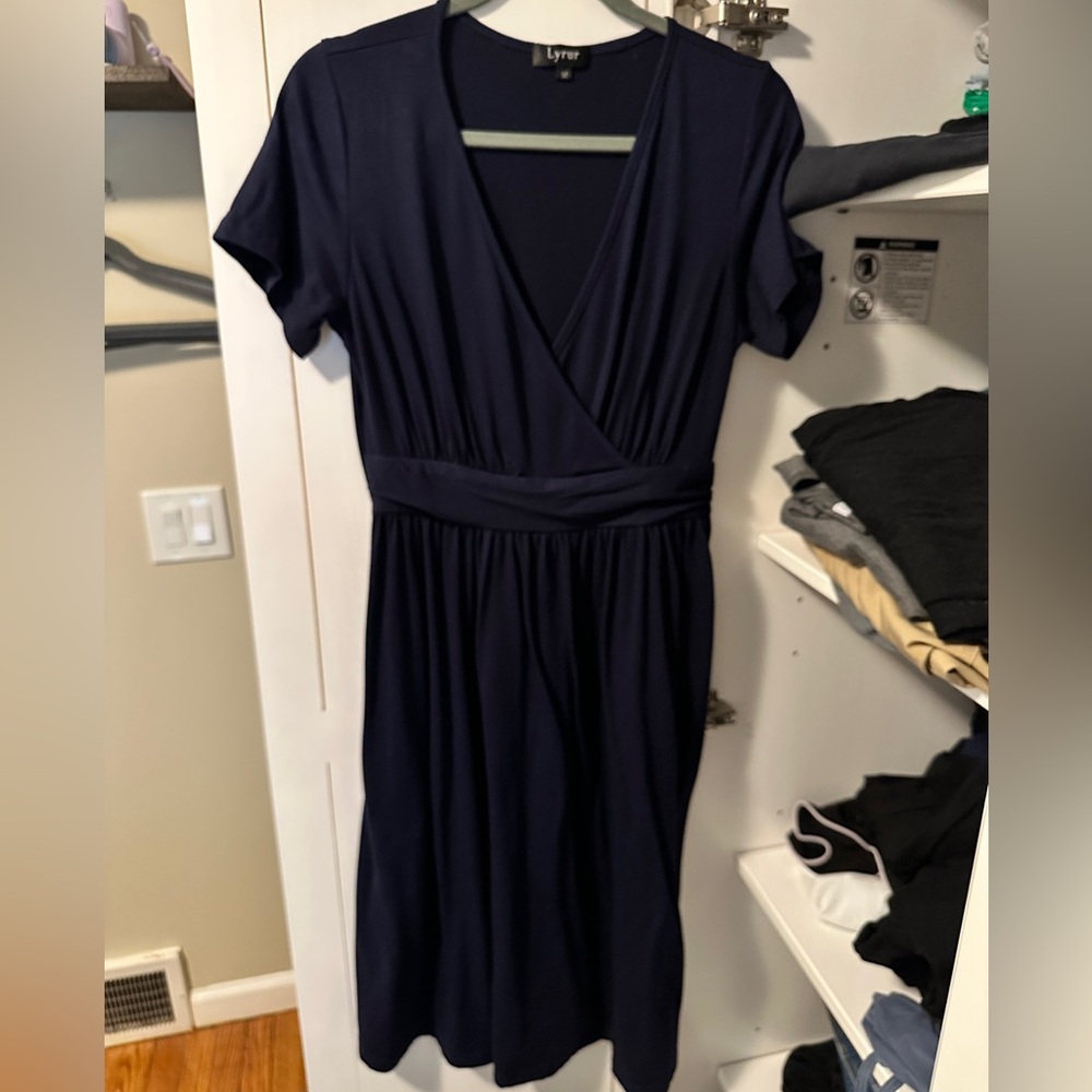 Lyrur faux wrap dress in navy